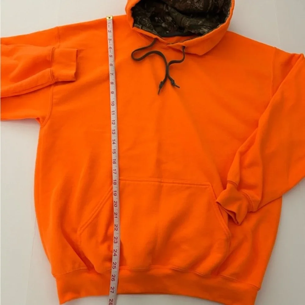 Mossy Oak Bright Orange Long Sleeve Camo Lined Inside Hoodie Size‎ Large